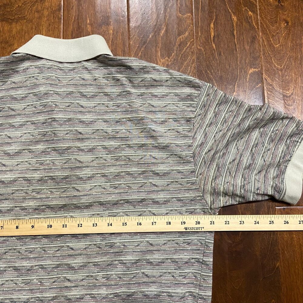 Classics By Palmland Vintage 90s Geometric Tan Brown Polo Men's Size Medium - Picture 7 of 8
